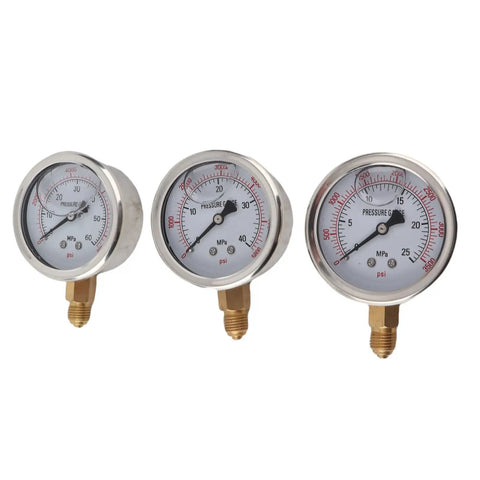 Heavy Duty Excavator Pressure Tester Kit With Easy Install Flexible Tube And Eight Couplings For High Accuracy Pump Testing In Hydraulic Systems, three gauges