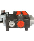 6 Spool 21GPM Hydraulic Directional Control Valve With Joystick, Double Acting, cast iron body, side view