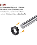Side view of a black oxide double-split shaft collar with set screw for a 1-1/4 in shaft.