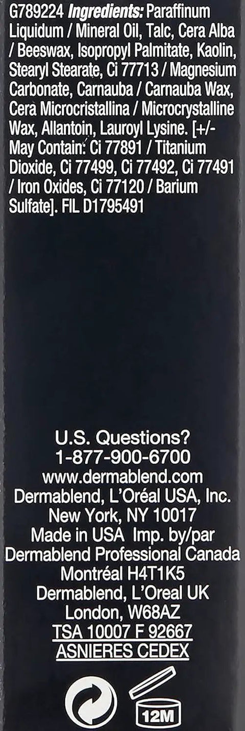 Ingredients list for Full Coverage Body Foundation Stick In Nude Shade Delivers Zero Sweat On The Go Coverage With A Clean Formula.