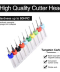 Pro Grade 10 Piece Carbide PCB Drill Bit Set From 0.1mm To 1.0mm For CNC Engraving, Jewelry, And DIY Projects in plastic case.