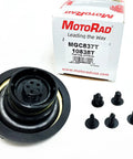 Tethered Gas Cap With Yellow Seal For Jeep Wrangler 01 23 Ram 1500 11 18 Hyundai Sonata 06 23, shown with packaging and screws