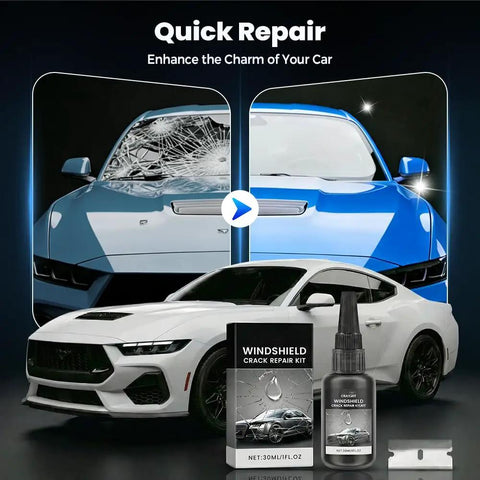 Ultimate Windshield Crack Repair Kit With 30ml Glass Repair Liquid 4 Step DIY Quick Fix Includes Towel Blade And 5 Curing Films