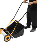 14 Inch Manual Push Reel Lawn Mower With Collection Bag And Sweeper For Easy Yard Work No Fuss 4 Sharp 5 Edged Blades For Lawns Gardens Yards Parks Golf Courses Sidewalks Driveways, black steel frame