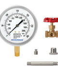 Fire System Pressure Gauge Kit 3.5 Inch Zero To 300 PSI Dual Scale With Quarter Inch NPT Lower Mount Complete 304 Stainless Steel