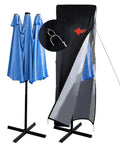 Beefed Up 420D Waterproof Patio Umbrella Cover For Double Sided 13 To 15 Ft Market Umbrellas, showing cover details and umbrella
