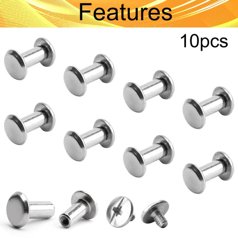 Killer 10 Pack M3 X 6mm Chicago Screws In 304 Stainless Steel Binding Posts Made Tough For Leathercraft DIY Gear with shine.