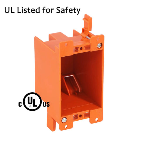 Three Pack Single Gang Electrical Outlet Box 14 Cubic Inch Old Work Box UL Listed Thermoplastic Construction With Built In Cable Clamps