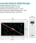 Must Have All In One Weather Console With Atomic Clock And Wireless Indoor Outdoor Monitor, showing size and measurement features.