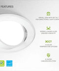Gimbal 4 Inch LED Recessed Lights With Adjustable Color Temperature 3000K 4000K 5000K, 110 Degree Beam, White, Features
