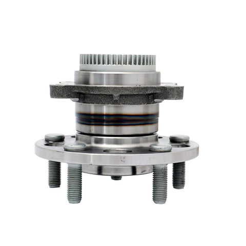 Front view of a rear wheel hub bearing assembly, suitable for Hyundai Elantra and Kia Forte FWD models 2013 to 2018.