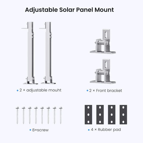 Adjustable Tilt Mount Brackets For Solar Panels Aluminum Alloy 15 Degree To 30 Degree Tilt Fits 50 To 400W Panels Roof RV Boat Kit