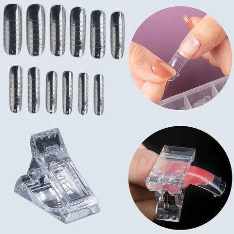 Poly Extension Gel Nail Kit With Slip Solution And Dual Builder Forms For A Home Mani, Includes Three 15ml Gels In Clear White Pink
