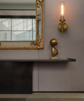 Slick Antique Brass One Light Bathroom Vanity Wall Sconce With Two Point Eight Inch Cylinder Ribbed Clear Glass Canopy E26 Compatible