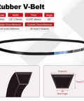 AX43 Cogged V Belt Half Inch Wide Five Sixteenths Inch Thick Inner 43 Inch Outer 45 Inch Raw Edge EPDM Workhorse Industrial Belt chart