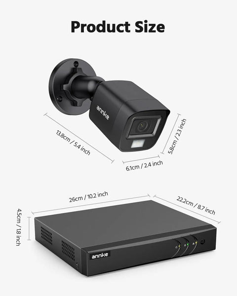 8 Channel AI Motion Detection Wired Security System With H265 Plus 3K Lite, 4 Outdoor 2MP Cams IP67 Weatherproof, DVR size details