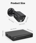 Eight Channel 3K Lite Wired Security Camera System With H265 Pro Plus DVR AI Human And Vehicle Detection size diagram