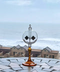 Solar Powered Glass Radiometer With Spinning Vanes Crookes Windmill Desk Decor Gift For Home Or Office Orange Glass Bulb that Spins