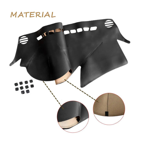 Leather Dashboard Cover Mat Black Line For Hyundai Sonata 2011 2014 Dope Dash Shield showing material texture and thickness close-up