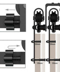 Close-up of Heavy Duty Bypass Sliding Barn Door Hardware Kit for Low Ceiling Spaces with steel rails and nylon rollers.