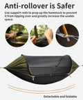 4 In 1 Camping Hammock Tent with Mosquito Net and Removable Sunshade showcasing support rods for anti-rollover feature