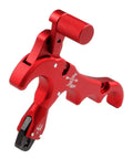 Red 4-Finger Compound Bow Release Trigger With 360 Degree Rotating Thumb Release Aid, Auto Jaw Closure For Easy Arrow Control