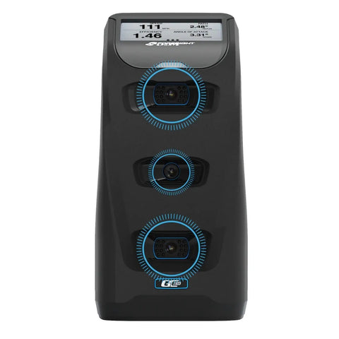 Front view of GC3S Golf Launch Monitor And Rangefinder Bundle for indoor and outdoor practice with three-camera system.