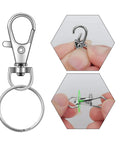 Heavy Duty 104 Piece Swivel Snap Hooks With Silver Lobster Claw Clasps And Keychain Rings For Diy Craft Projects showing clasp and keychain rings.