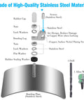 Image showing components of Must Have Above Ground Pool Water Bonding Kit With Skimmer Bonding Plate For Most Skimmers including screws, nuts, bonding lug, stainless steel plate, drill, and wrench.