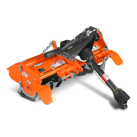 45 Inch Tractor Rotary Tiller Attachment With 3 Point Hitch Cat 1 Chain Drive PTO Shaft Included With Shear Bolt 15 To 35 HP Manual Offset