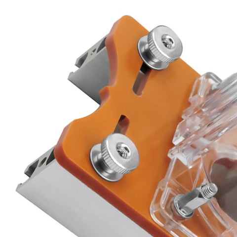 Heavy Duty Aluminum Alloy Palm Router Base Engineered For 65MM Trimmers, detailed view of secure mount and knobs for stability.