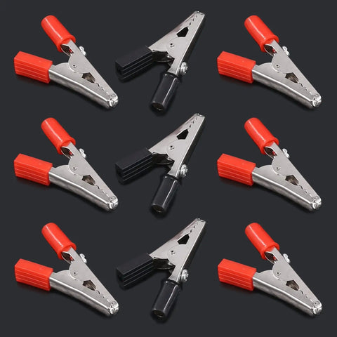 60 Piece 53mm Insulated Alligator Clip Kit Red Black Electrical Test Clips With Plastic Handles