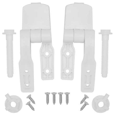 White Plastic Toilet Seat Hinge Replacement With Bolts And Nuts Durable Construction Easy Install For A No Fuss Upgrade