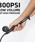 Person holding High Pressure Bike Shock Pump With 300 PSI Gauge For Rear Shocks And Suspension Forks Schrader And Presta Valve Compatible