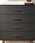 Black Walnut Zinc Alloy Cabinet Pull Four Pack 7.56 Inch Center To Center Drawer Knob on dark dresser.