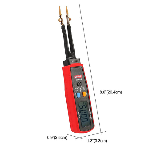 UT116C Pro Smart SMD Tester with Rotating LCD and Tweezers, 6000 Counts Auto Ranging, 8.0 inches, red color, front view