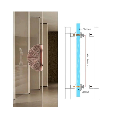 Half Moon Door Handles Set With 12 Inch Aluminum Push Pull Levers, rust resistant semicircular design for glass entry