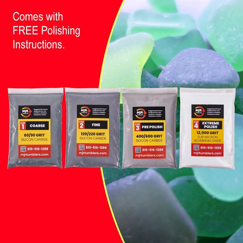 Refill Grit Kit With Top Notch 12,000 Grit Sub Micron Aluminum Oxide Extreme Polish For Unparalleled Rock Tumbler Shine packs