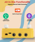 Back view of yellow Pocket Desktop Multi Effects Processor For Guitar And Bass with input ports, built-in tuner, and wireless control.