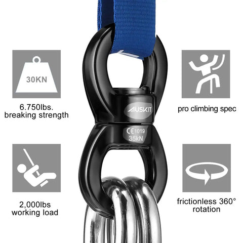 Beefy Black Swing Swivel With 360 Degree Rotation, Industrial Grade Hanging Accessory, 35 kN Capacity, Silent Sealed Ball Bearings