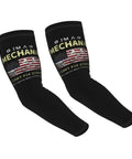 Dope Vintage American Flag Cooling Arm Sleeves With I Am A Mechanic I Cannot Fix Stupid Quote, black ice silk for sun protection