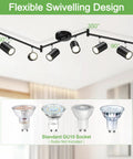 Six Light Black Track Lighting Kit With Adjustable LED Heads And GU10 Sockets Modern Matte Black Fixture