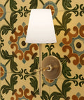 Distressed Tiles Gold Metallic Wallpaper Fibrous Texture Adds High End Glam To Any Room Paste The Wall Type I Class A Fire Rated Eco Friendly Made In Usa with wall sconce