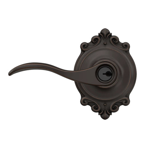 Accent Lever With Brookshire Trim Keyed Entry Lock In Aged Bronze For Easy Outside Key Access And Inside Turn Button Lock Reversible Lever