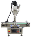 Automatic Desktop Powder Filling Machine Slick Screw Doser With Conveyor For Coffee Sugar Granules Hella Precise Dosage 10 To 200 Grams shown from the front.