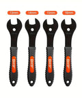 Bicycle Cone Wrench Set 4 Piece 13-14-15-16mm Dual Jaw for Easy Cone Nut Removal and Hub Axle Work, black handles, front view