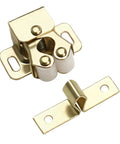 Gold Double Roller Cabinet Door Catch Set with Solid Brass Adjustable Spring Ball Latch, 30 Pieces Includes Free Screws Easy Install