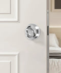 Hidden Recessed Pull Handles For Sliding Barn Doors, Stainless Steel Concealed Design, sleek silver finish on a door