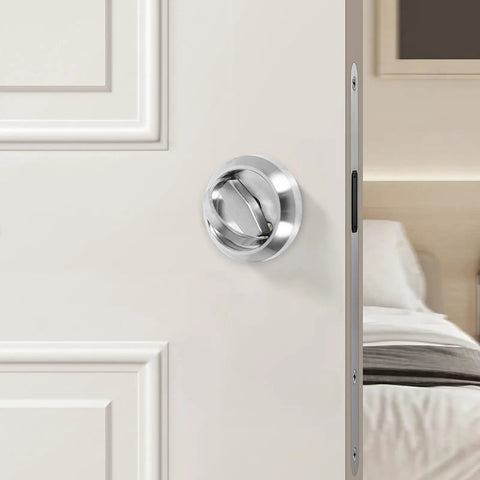 Two Pack Stainless Steel Recessed Door Pull Handles Hidden Flush Cabinet Pulls With Rotatable Function For Homes And Offices Sleek Modern Minimalist Sliding Barn Door Hardware on white door