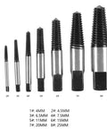8-Piece Broken Screw Extractor Set For Damaged Screws, Rusted Bolts And Pipe Fittings with labeled sizes, front view